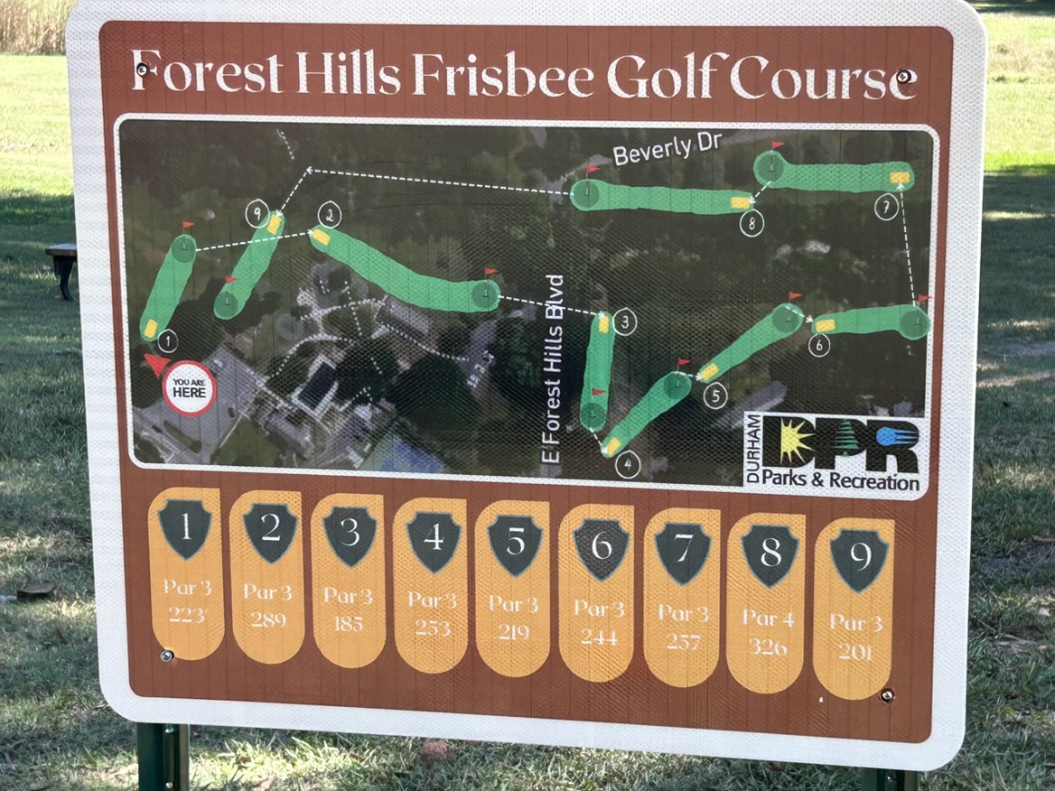 Forest Hills Park disc golf course in Durham, NC
