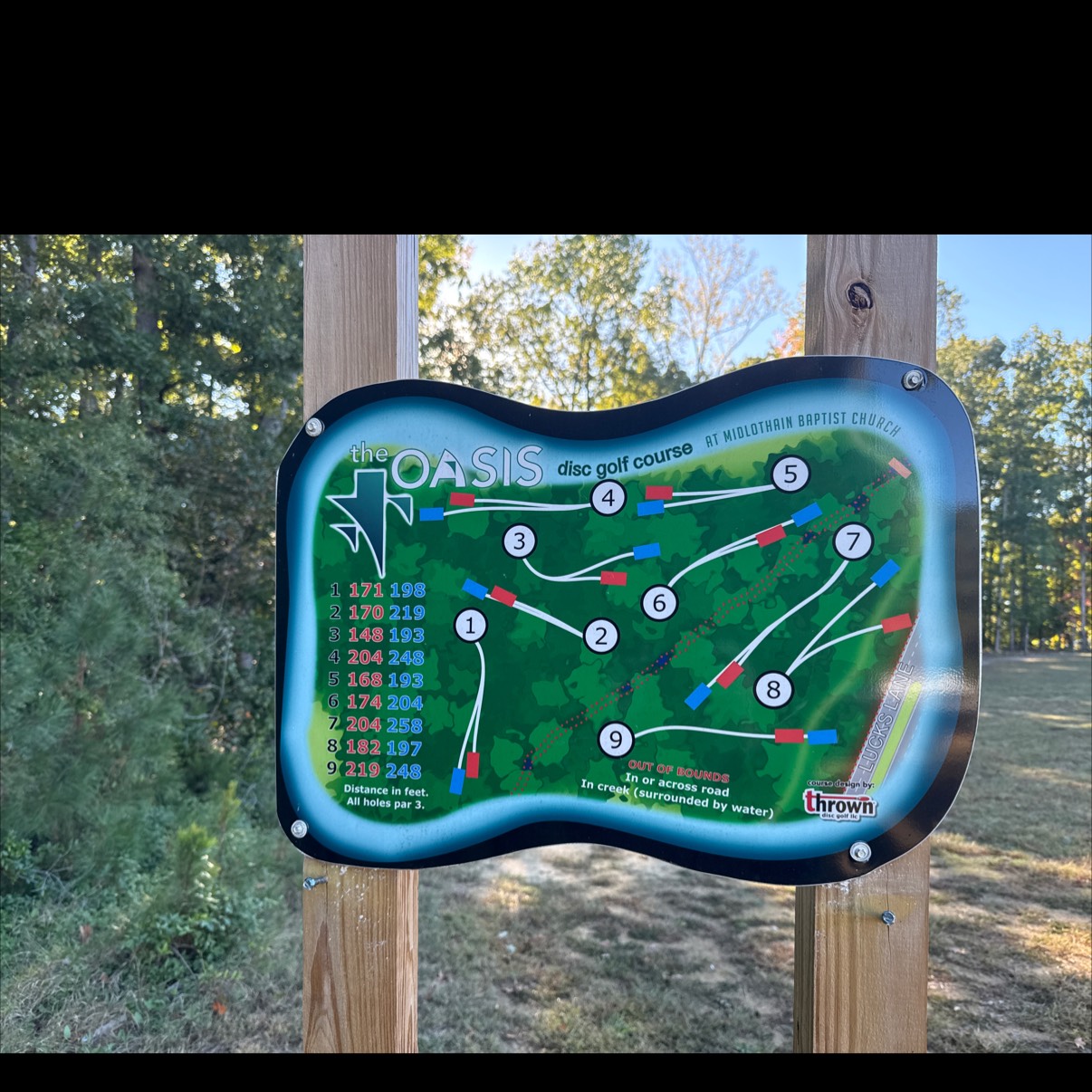 The Oasis at Midlothian Baptist Church disc golf course in Midlothian, VA