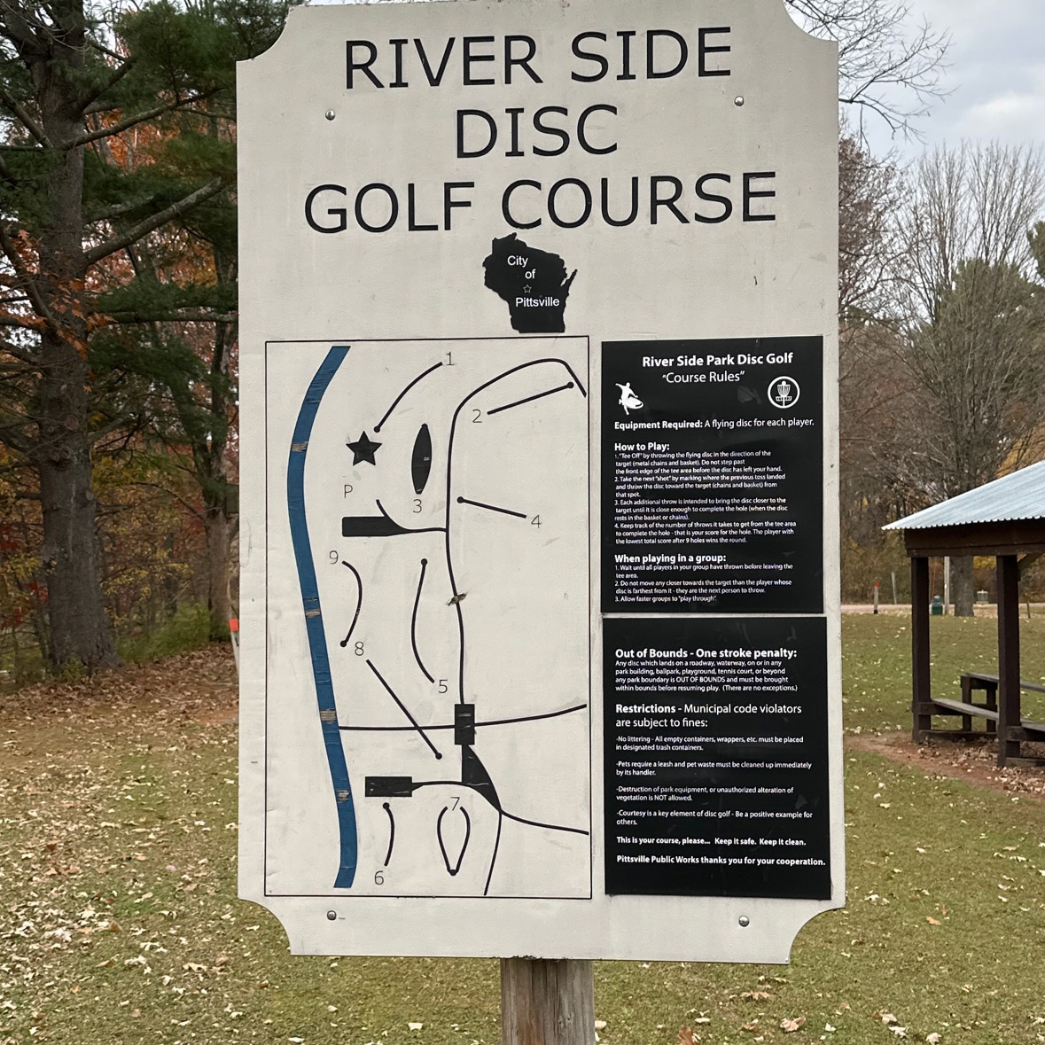 Riverside Park disc golf course in Pittsville, WI