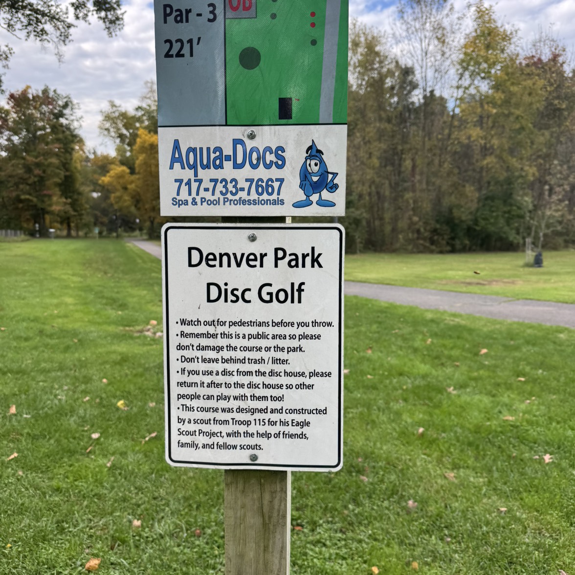 Denver park disc golf course in Denver, PA