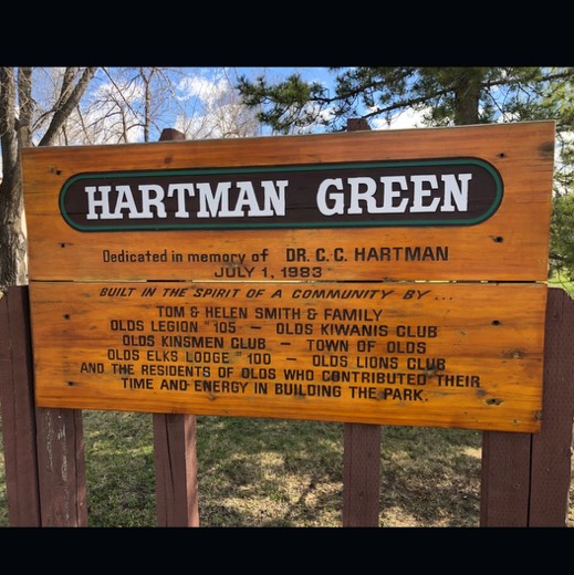Hartman Green disc golf course in Olds, AB