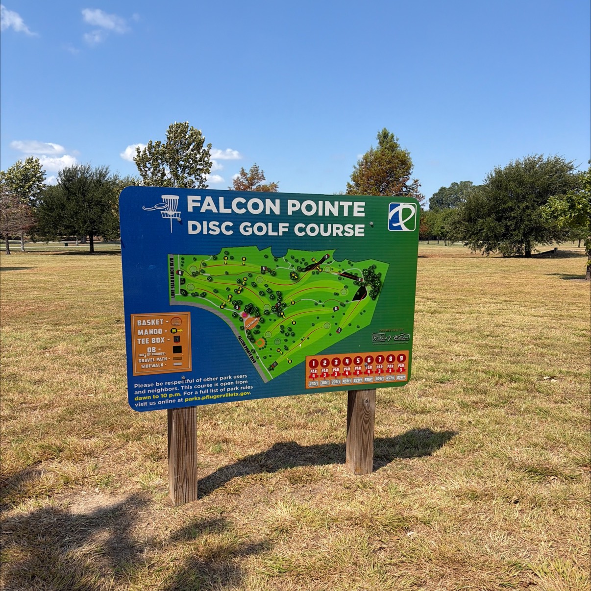 Falcon Pointe disc golf course in Pflugerville, TX