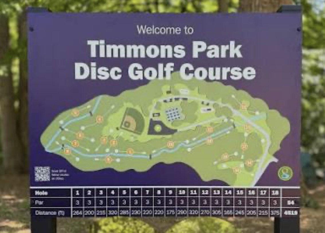 Timmons Park disc golf course in Greenville, SC