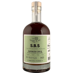 Image of the front of the bottle of the rum S.B.S Jamaica 2014 Bourbon and Brandy Matured