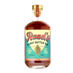 Image of the front of the bottle of the rum Razel‘s Peanut Butter Rum