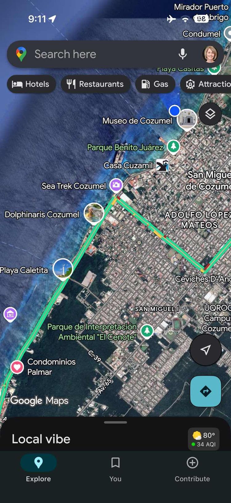 Voyage photo from Cozumel, México to Canal de los Barcos, Cuba