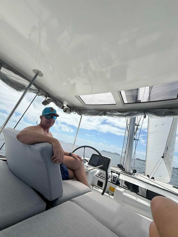 Voyage photo from BVI — better day. Sails worked well. Picking up M&L