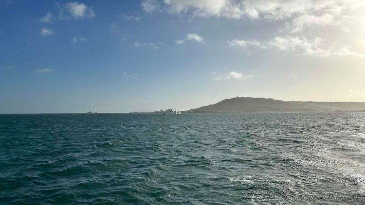 Voyage photo from Rouge engine rounding Portland bill
