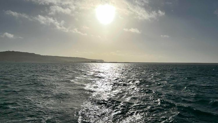 Voyage photo from Rouge engine rounding Portland bill