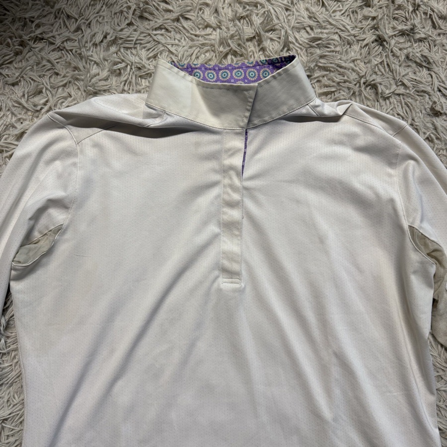 Women’s XL White Essex Classics Long Sleeve Horseback Riding Show Shirt. Good Co
