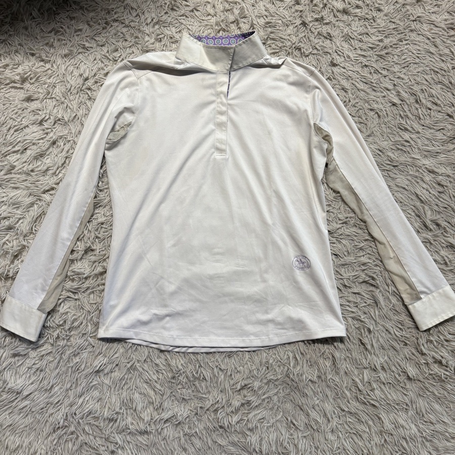 Women’s XL White Essex Classics Long Sleeve Horseback Riding Show Shirt. Good Co
