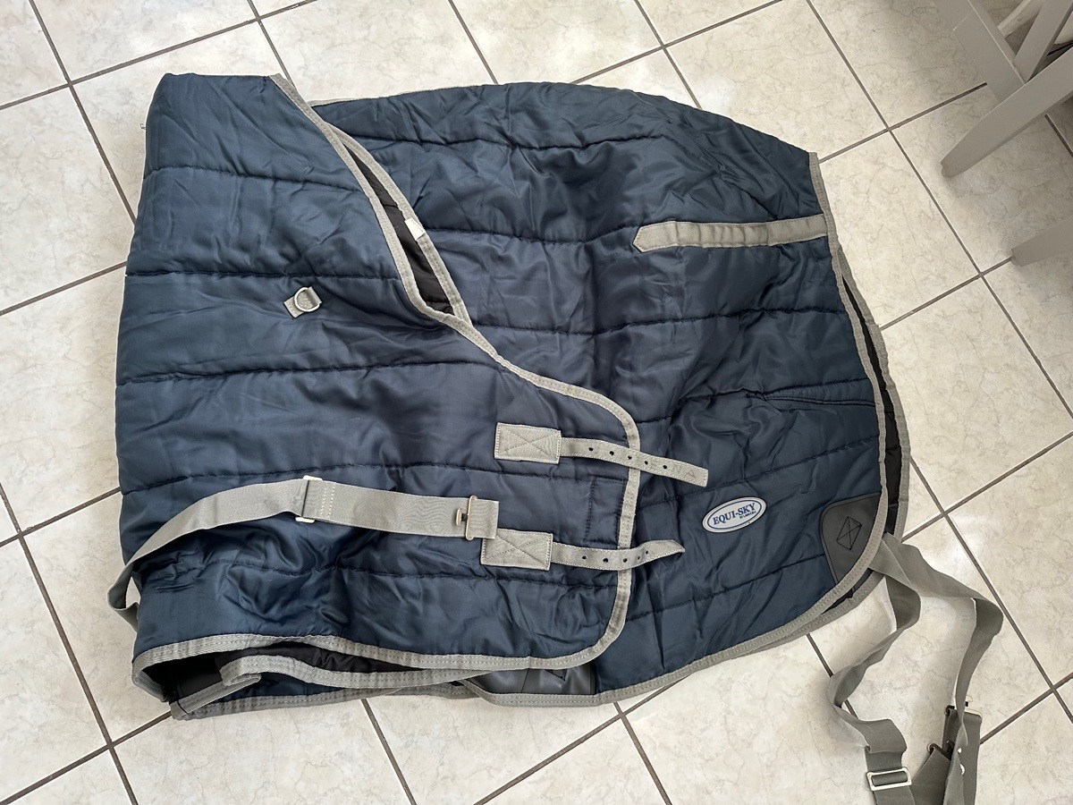 Equi-sky by Lami Cell size 80’ medium weight stable blanket Navy and Grey