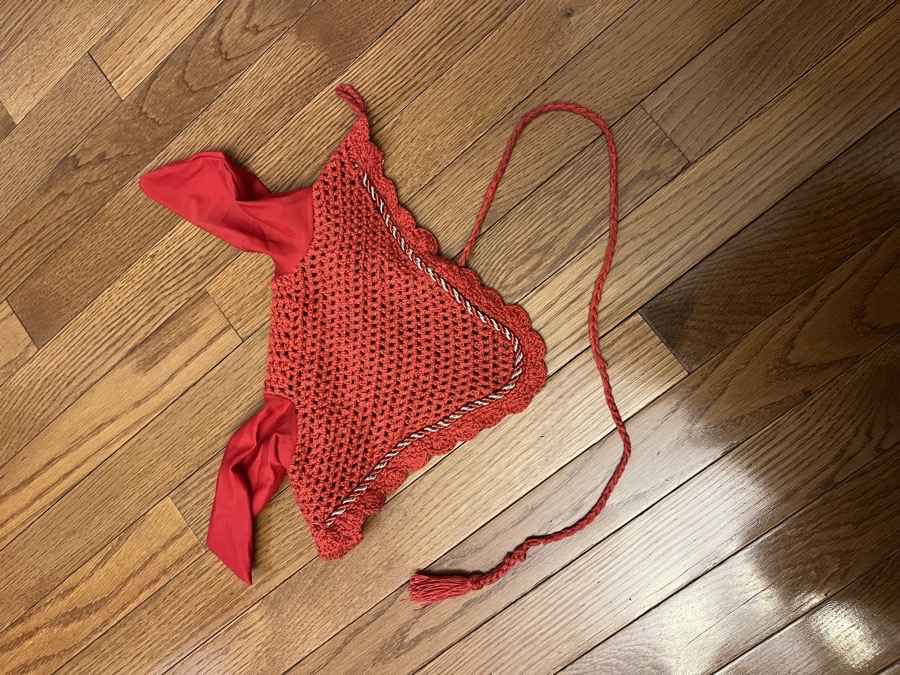 New red horse ear bonnet