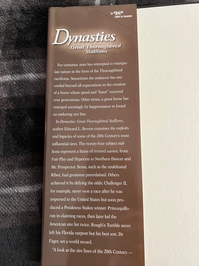 Dynasties: Great Thoroughbred Stallions Book (Gently Used)