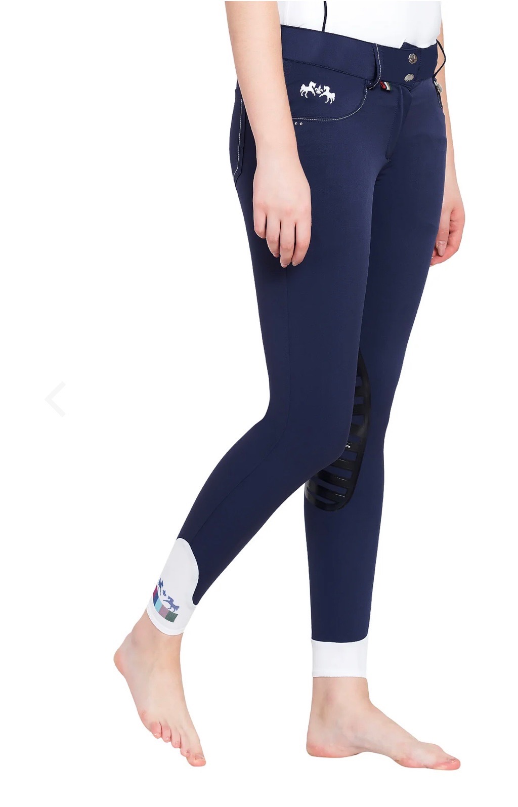 NEW Equine Couture DARSY SILICONE KNEE PATCH BREECHES size 26 navy horse bottoms