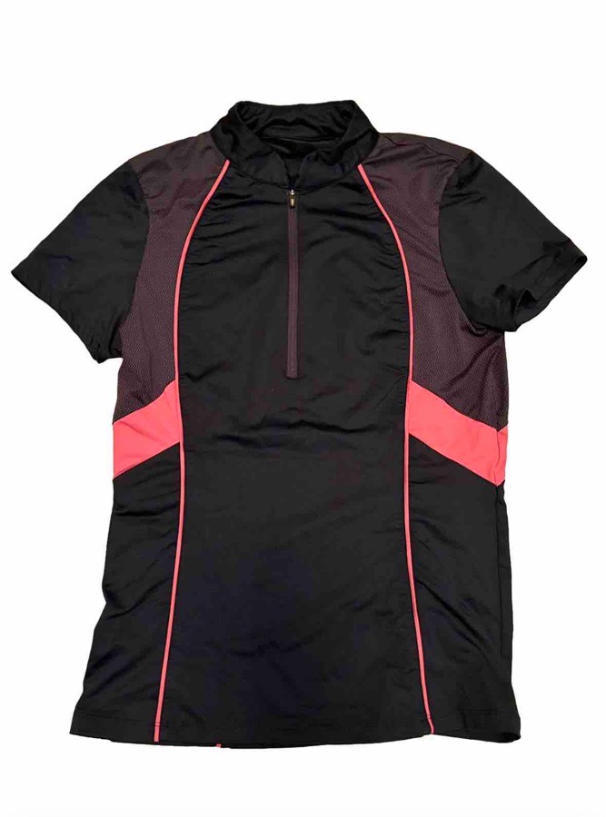Kerrits Equestrian Womens Top XS Black and Red Short Sleeve 1/4 zip