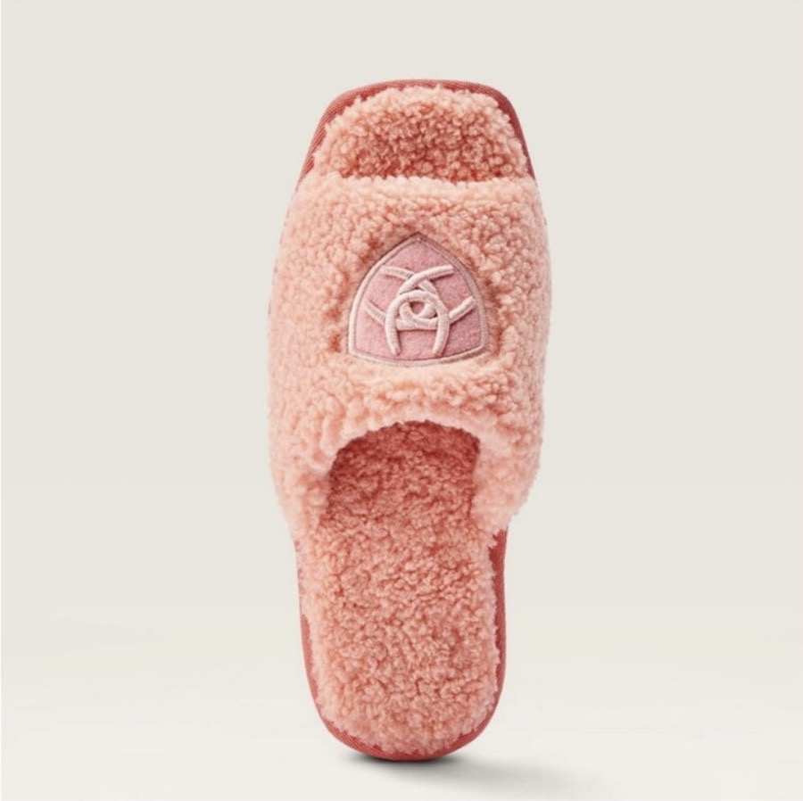 Ariat Pink Fuzzy Cozy Slides size 7 shoes horse equine equestrian tack slippers
