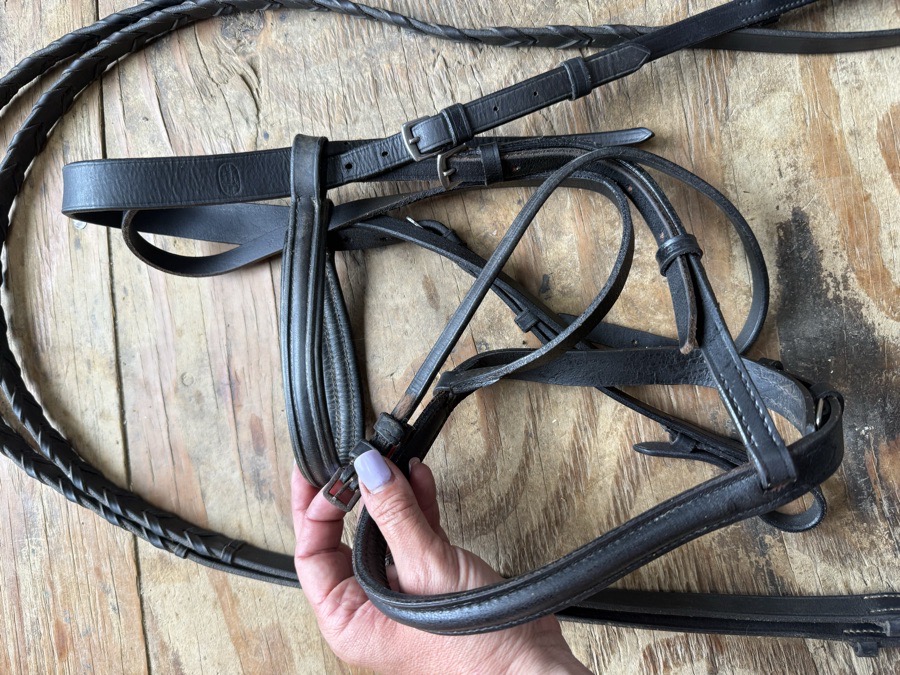 Black cob bridle and reins
