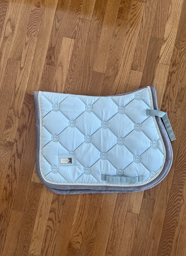 Equestrian Stockholm Light Blue Saddle Pad with Pearl Trim (Pony Size)
