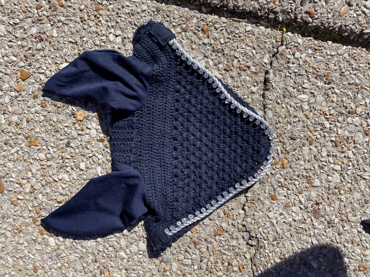 Equine Couture navy blue sparkly ear bonnet