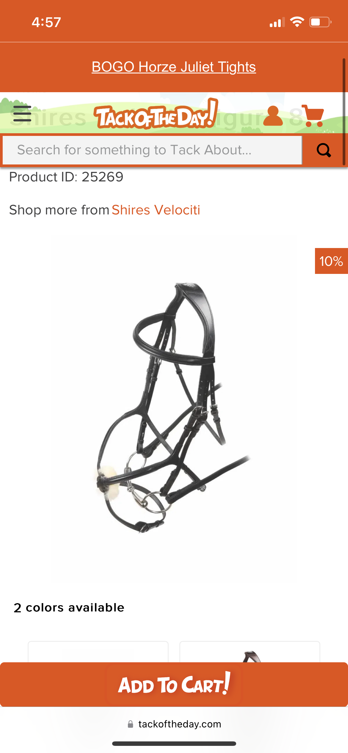Shires Velociti Figure 8 Headstall No Reins or Bit