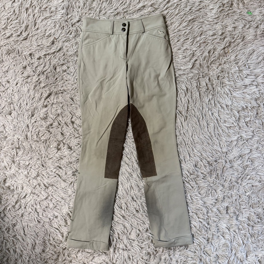 Girl’s Size 14 Tan RJ Classics Knee Patch Horseback Riding Jodphur Breeches