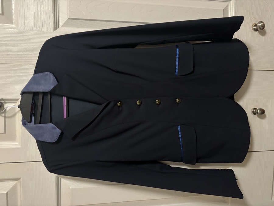 Sarm Hippique Antea show coat IT42 navy with light blue trim