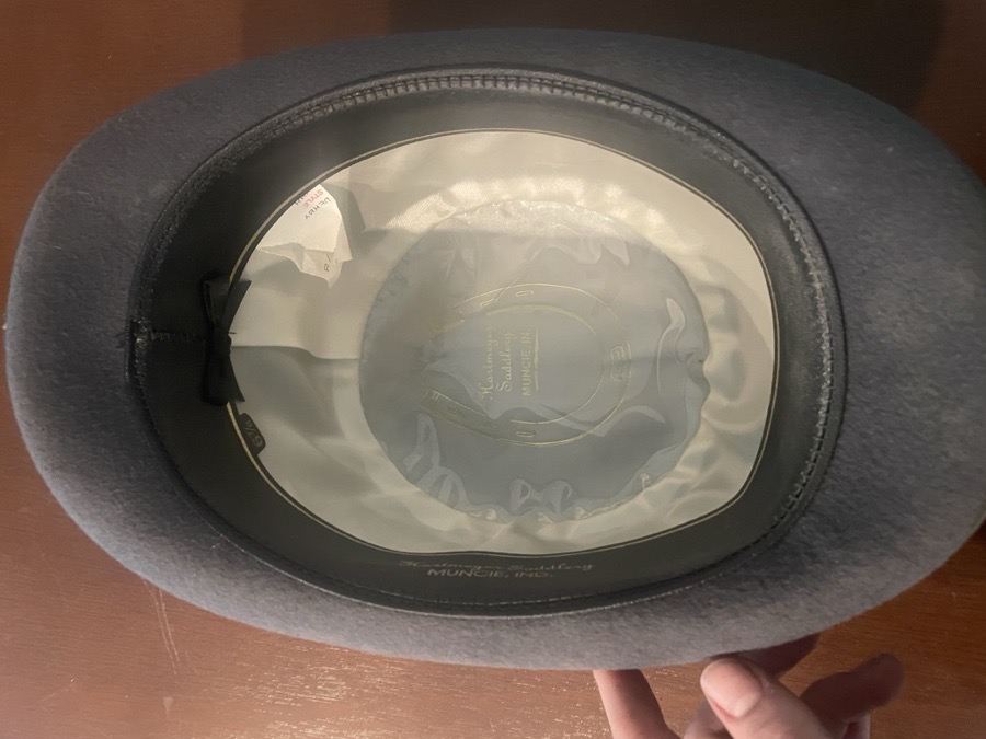 Hartmeyer Grey Fur Felt Derby Hat, Size 6 7/8