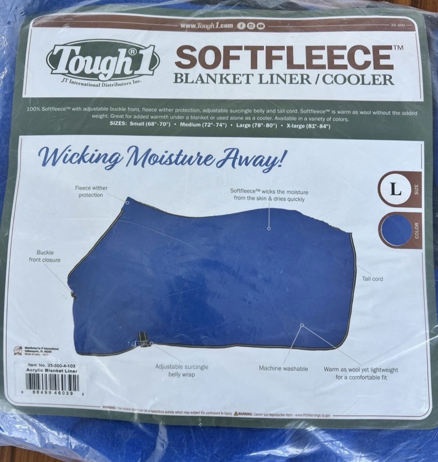 Tough 1 Soft Horse Fleece Blanket Liner/Sheet Cooler LARGE tack rider equestrian