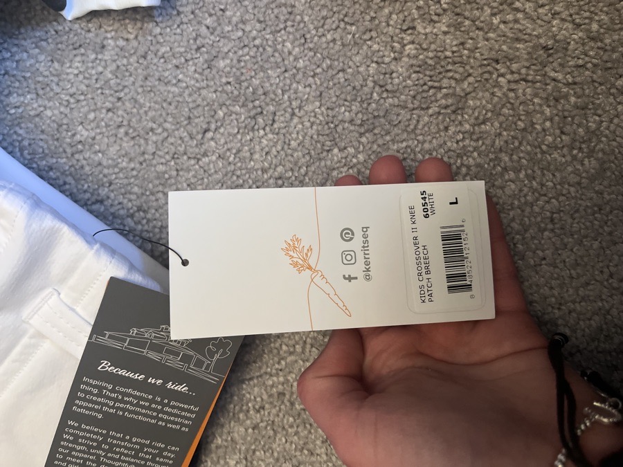 Kids Kerrits Knee Patch White Breeches