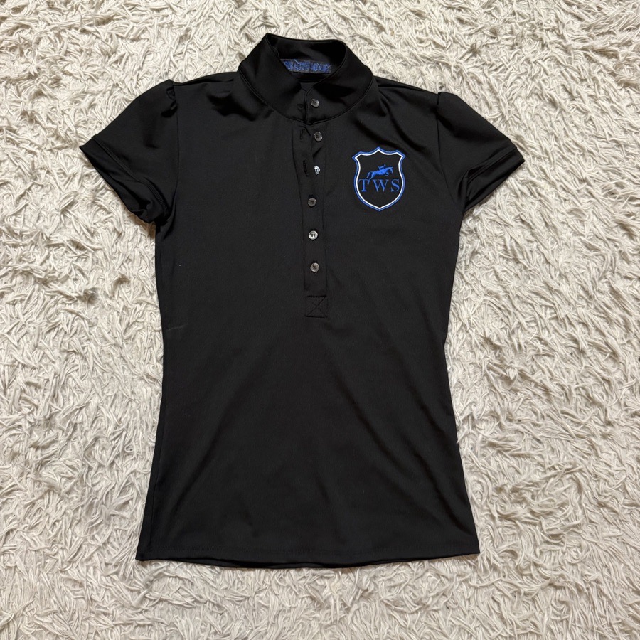 Women’s XS Black An Capall Short Sleeve Horseback Riding Polo Shirt. Good Cond