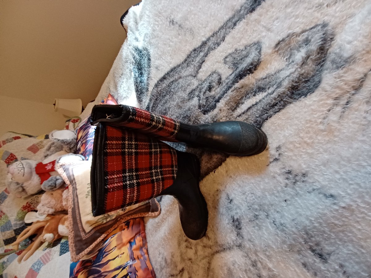 Plaid rain boots