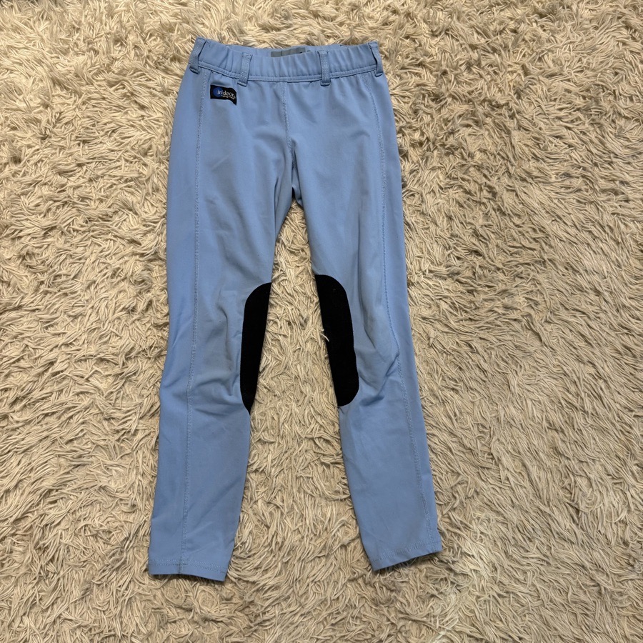 Girl’s Medium Blue Irideon Knee Patch Horseback Riding Tights Breeches. Good Con