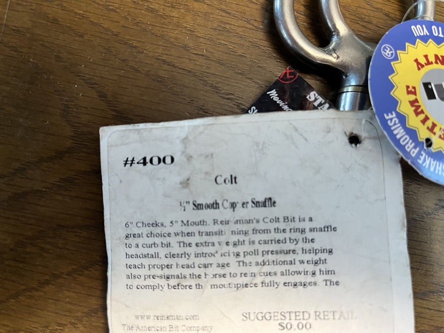 Reinsman colt 1/2 smooth copper snaffle