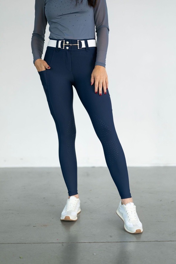 Free Ride Equestrian Lux Zip Breeches | Knee Patch | Navy | S