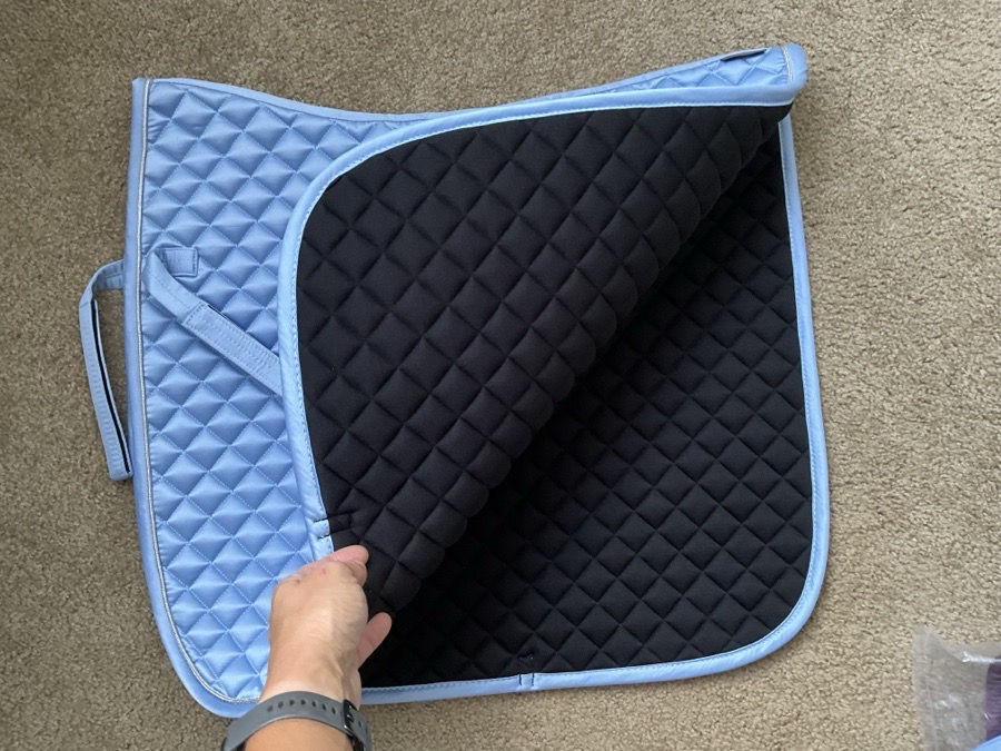 Waldhausen Felix Glam Dressage saddle Pad and Full Size Bonnet Set Pastel Blue