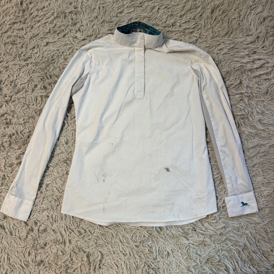 Women’s Large White RJ Classics Long Sleeve Horseback Riding Show Shirt