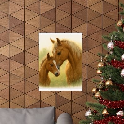 Horse Mother & Foal Matte Poster — Rustic Equestrian Wall Art