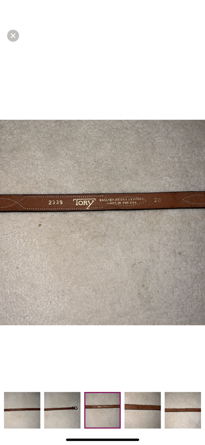 Tory English Bridle Leather Belt Chestnut brown Size 30