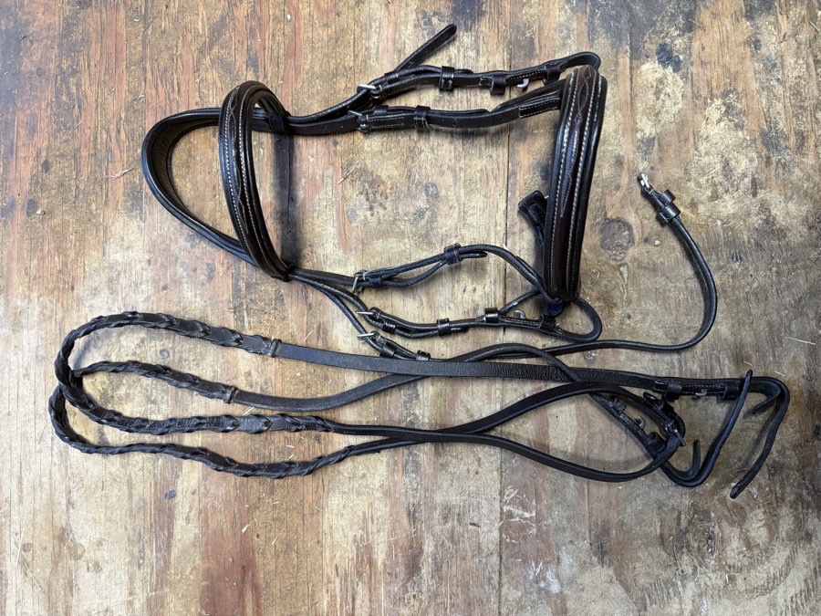 Pony sized Shires fancy stitch bridle