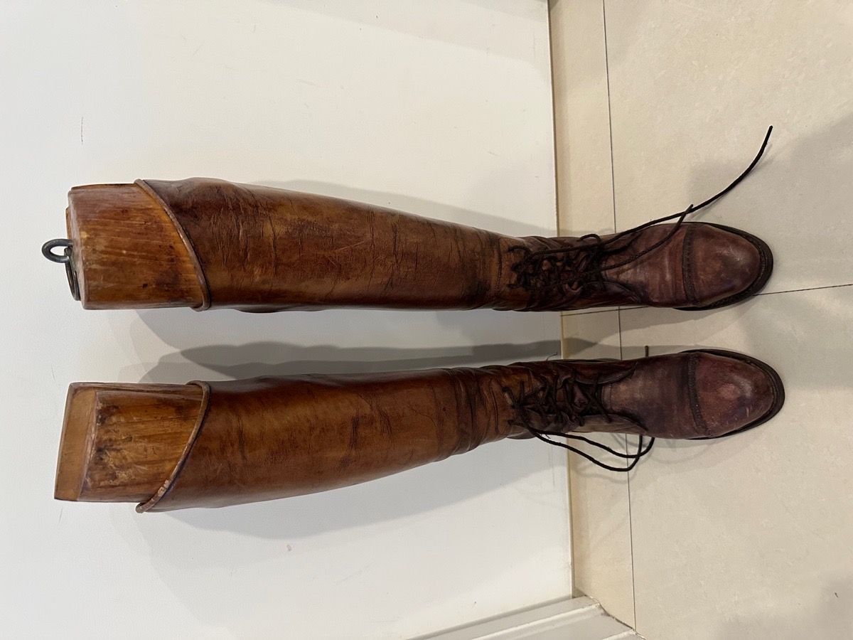 Dark Brown Lace-up Pull-on Riding Boots