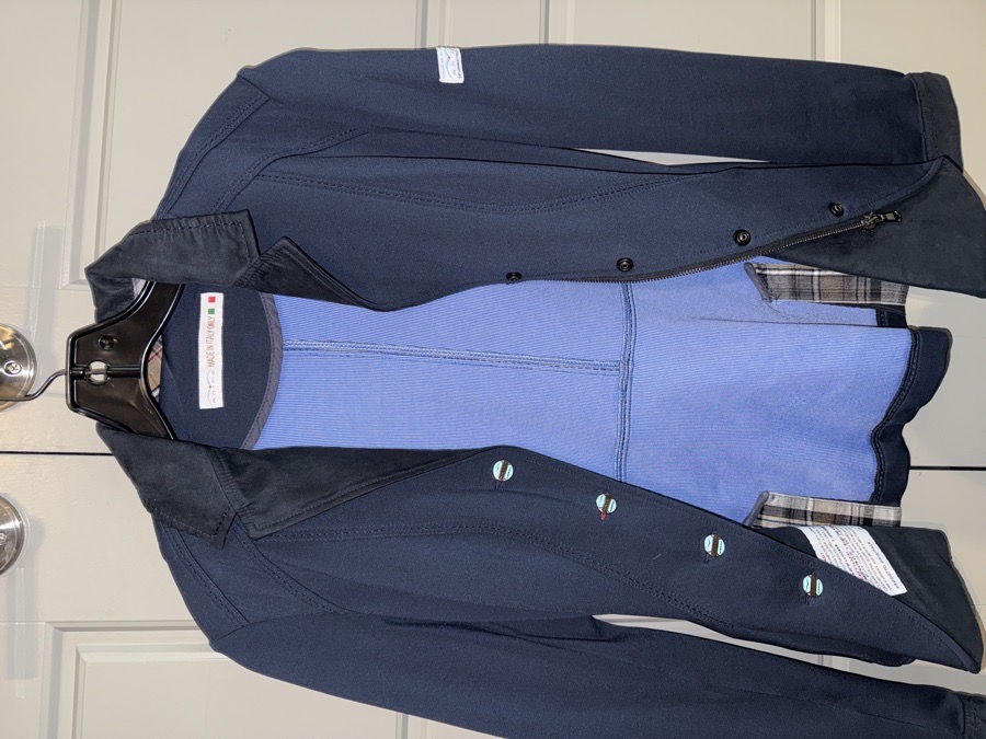 Navy Blue Animo Show Jacket w/inner Plaid Details